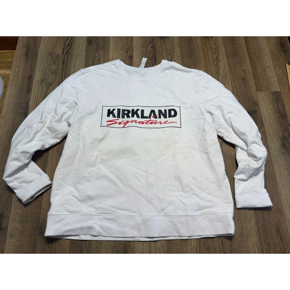 Kirkland Signature Sweater Men's Size XL, White Black Red, Crewneck Pullover